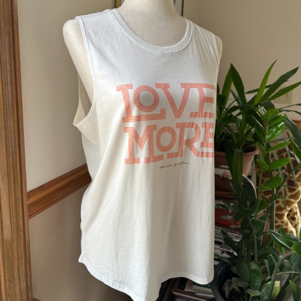Spiritual Gangster Womens Muscle Tank, LOVE MORE, White, XL, EUC